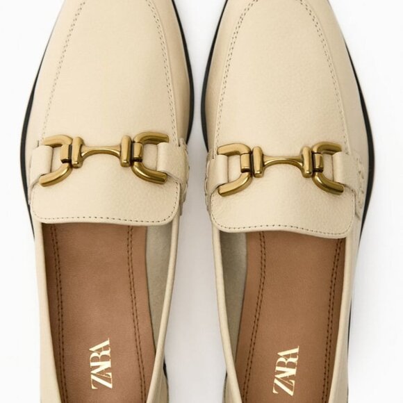 ZARA BUCKLED SOFT LEATHER LOAFERS White SIZE  | 2505/110 - Picture 2 of 9